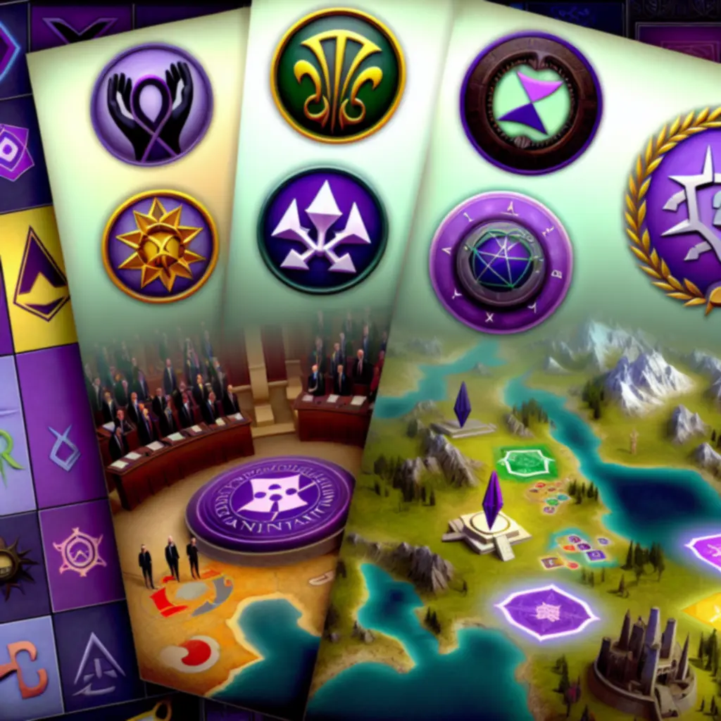 Grafika promująca dodatki do Civilization VI z ikonami nowych funkcji