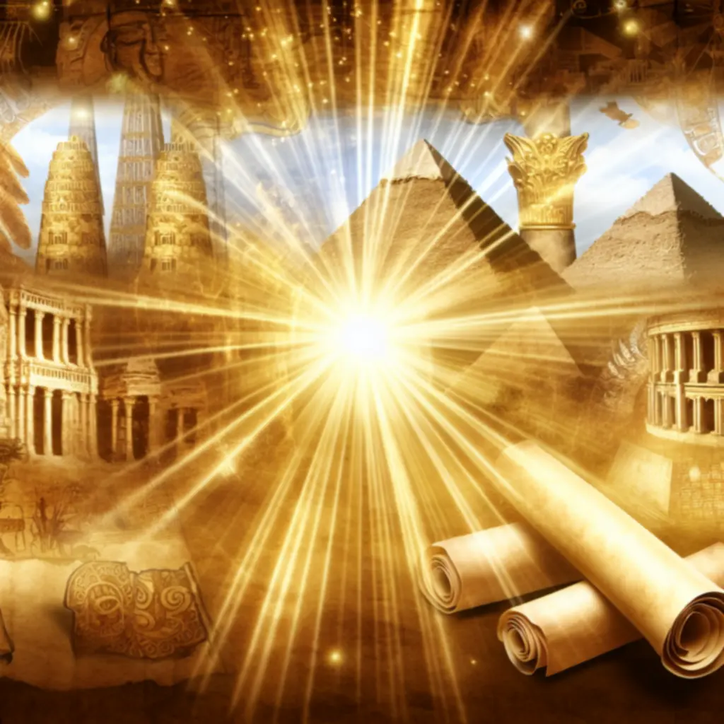 Artystyczne ujęcie starożytnego miasta i kart historii