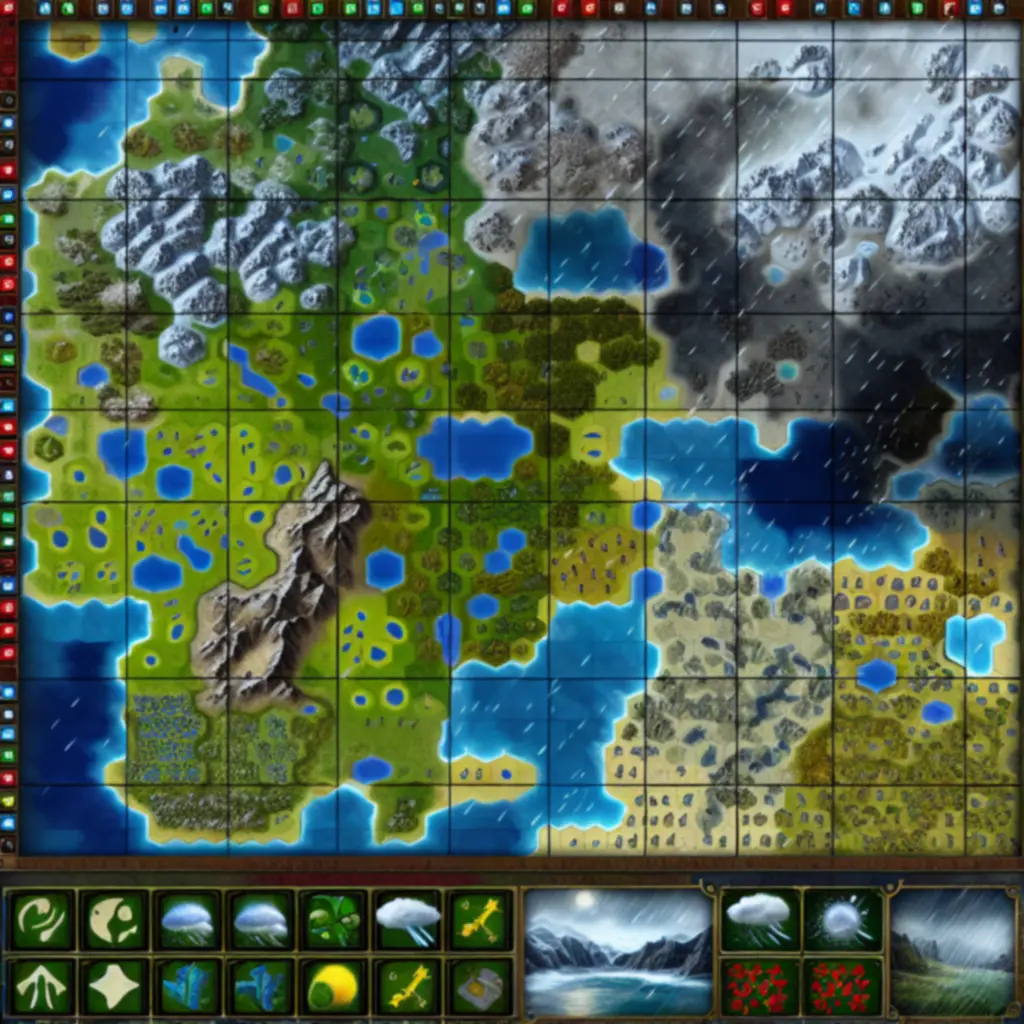 Mapa z żywiołami i klimatem z dodatku Gathering Storm