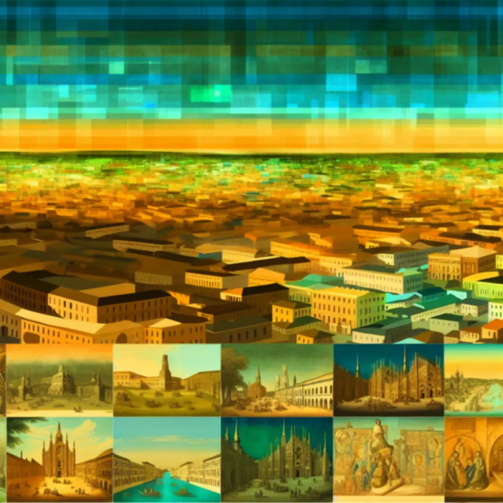 Panorama miast z epok historycznych w stylu Civilization VI