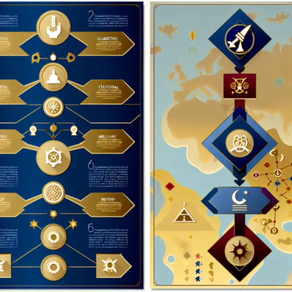 Infografika przedstawiająca kluczowe ścieżki zwycięstwa w Civilization VI